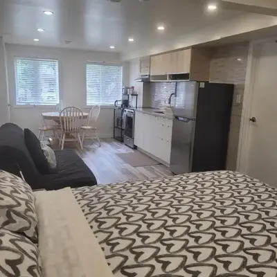 Modern studio with kitchenette and bath