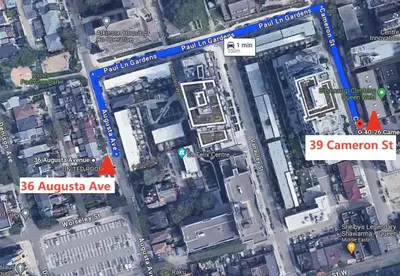 a map of a city with streets and buildings at BASEMEWNT Room with private bathroom 36C in Toronto