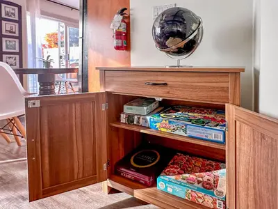 a wooden cabinet with food inside of it at 40BKickBack in Collingwood
