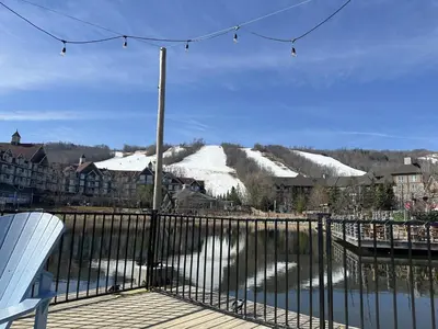 a view of a body of water with snow at Pony Trail in Collingwood