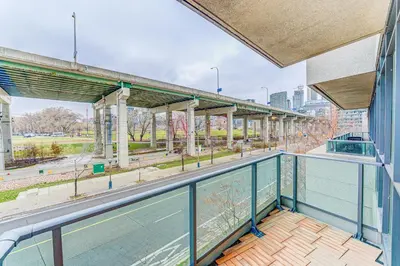 a view from the balcony of a building at Prime City Pad 2 Bedroom with CN Tower View in Toronto