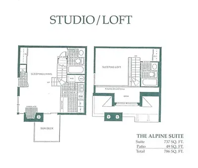 a floor plan of a studio lot at Mountain Loft Suite with Pool and Hot Tub in Blue Mountains