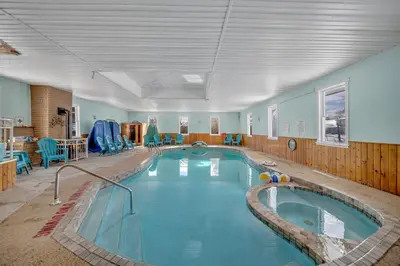 a large swimming pool in a hotel room at Marmora and Lake Inn and Victorian Diner-2025 Group Reunion Home for up to 32 guests in Marmora