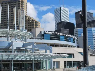 a metro toronto convention building in a city at Stylish Condo Downtown Near CN Tower - Free parking in Toronto
