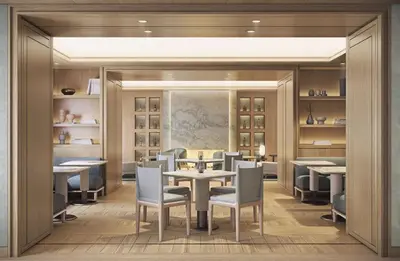 a dining room with a table and chairs at Nobu Hotel Toronto in Toronto