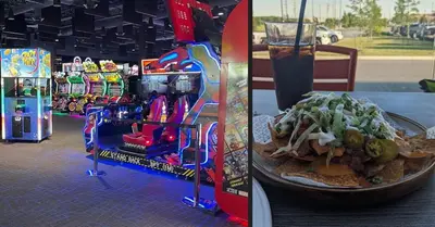 a table with a plate of food and a vending machine at Cozy Barrie Home - Minutes to College & Hospital in Barrie