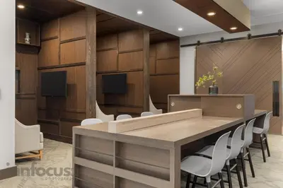 a conference room with a table and chairs at Hyatt House Mississauga / Airport Corp Center in Mississauga