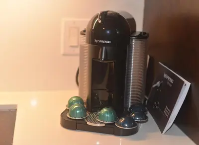 a coffee maker sitting on top of a counter at Condo at Yonge-Sheppard Station, North York in Toronto
