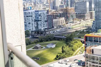 a view of a city from a building at Ent District 3 Bedroom 2Bath Parking CN Tower in Toronto