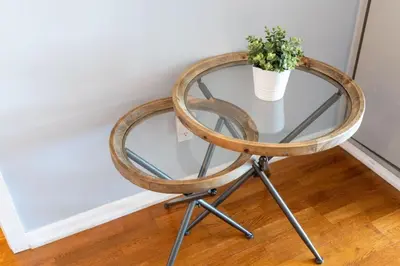 a glass table with a potted plant on top of it at Ent District 3 Bedroom 2Bath Parking CN Tower in Toronto