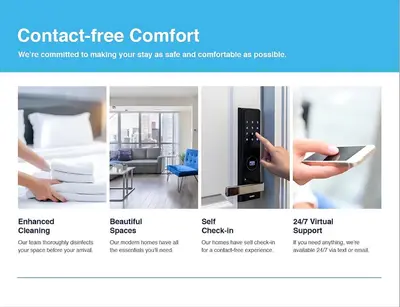 a screenshot of a hotel room with a person holding a tablet at Westend Suites - Contemporary 3BR with Natural Light High Park North in Toronto