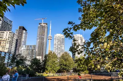 a view of a city skyline with tall buildings at Downtown Urban Oasis I Entertainment District in Toronto