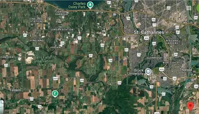 a map of a city with streets and buildings at New 3 Bedroom 2 Bathroom Home in West Niagara in Thorold
