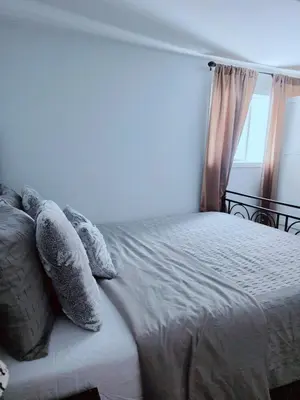 a bedroom with a bed with pillows and a window at Togather Time,5 minutes to HYW 401 in Oshawa