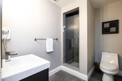 a bathroom with a toilet and a sink and a shower at Hillside Lookout - Ski-In Ski-Out Alpine Escape in Blue Mountains