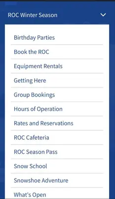 a screenshot of the roc winter season page of the roc winter seminar website at 3 BDR lake Simcoe cottage-free parking -day pass to provincial park-one hour from Toronto in Georgina