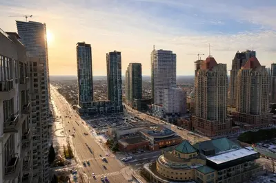a view of a city with tall buildings at Luxury Penthouse with Celebration Square Views in Mississauga