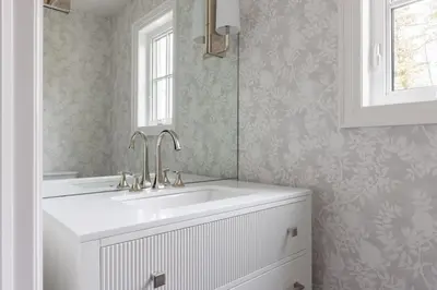 a bathroom with a sink and a window at Vineyard Estate by the River with Pool in Niagara on the Lake
