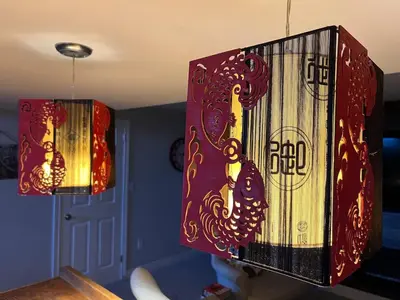 two chandeliers are hanging in a living room at Deluxe Country Escape-Entire Basement Unit in Hamilton