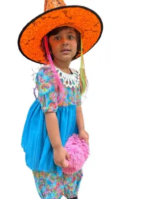 a little girl wearing a sombrero and a pink hat at Luxury room at southern Guelph in Guelph