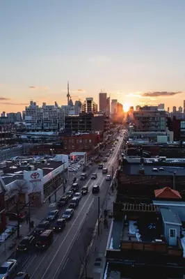 a view of a city with cars parked on a street at The Broadview Hotel in Toronto