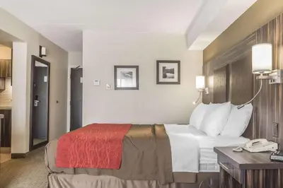 a hotel room with a bed and a telephone at Comfort Inn Trenton in Trenton