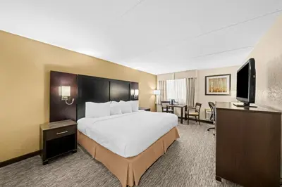 a hotel room with a large bed and a television at Best Western Plus Mariposa Inn & Conference Centre in Orillia