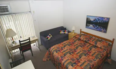 a bedroom with a bed and a couch at The Alexandra Hotel in Toronto