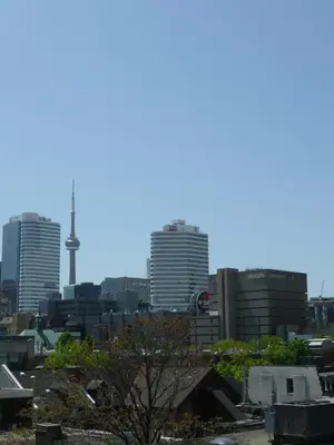 a view of a city skyline with tall buildings at Neill Wycik Hostel in Toronto