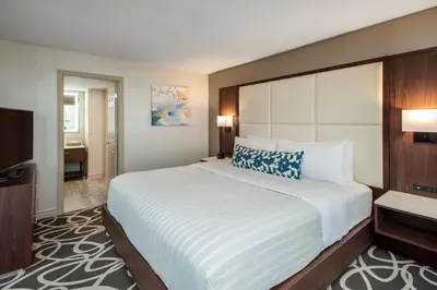 a hotel room with a large bed and a television at The Park Hotel London in London