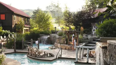 a water park with a water slide and a playground at Blue Mountain 2 Story Studio Loft in Blue Mountains