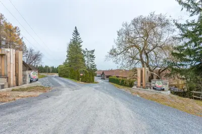 an empty road in a home with trees at Northumberland Heights Wellness Retreat & Spa in Cobourg