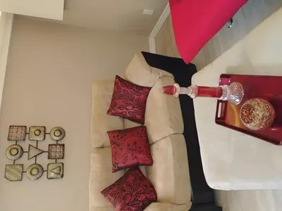 a room with a couch with pillows on it at Bradford Vacation in Bradford