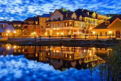a group of houses in a town at night at Wintergreen 223 in Blue Mountains