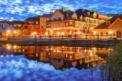 a group of houses in a town at night at Condo 616 at North Creek Resort in Blue Mountains