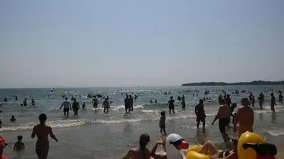 a large group of people at the beach at Boho Cottage - Hot tub and close to Beach in Fort Erie