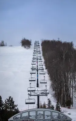 a line of ski lifts in the snow at 2BR Boutique Suite #8 in Blue Mountains