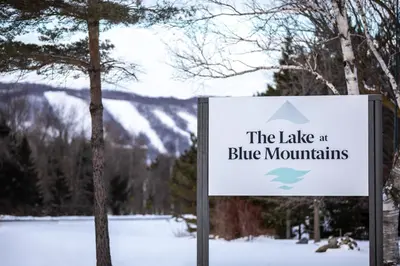 a sign that reads the lake at blue mountains at Boutique Suite #5 in Blue Mountains