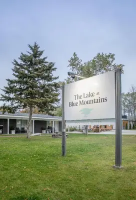 a sign that reads the lake at blue mountains at Boutique Suite #2 in Blue Mountains