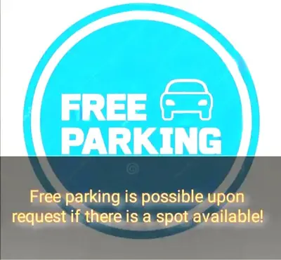 a free parking sign with a car on it at Stylish Downtown Toronto Residential Hotel in Toronto