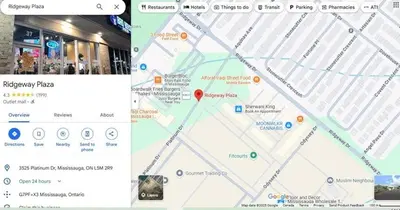 a screenshot of a google maps page with a map at Guest House Room No 01 in Mississauga