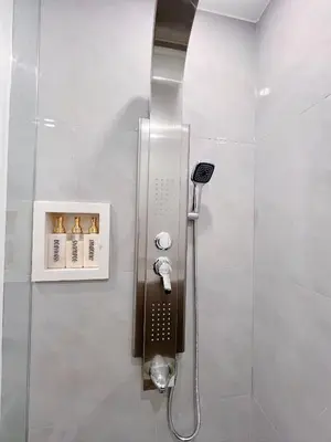 a shower in a bathroom with a glass door at Spacious Rooms with Bath Near Wonderland & Vaughan Mills Mall in Vaughan