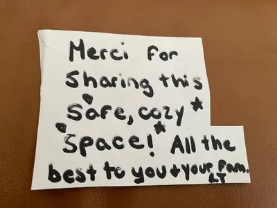 a piece of paper with writing on it at Family Friendly - HOT TUB - Near Toronto & UOIT in Oshawa